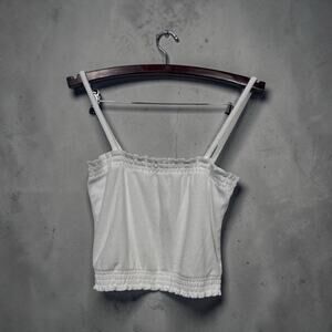 J.Crew Re-Imagined White Terry Cloth Smocked Hem Cami Top Women’s S NWT BH915
